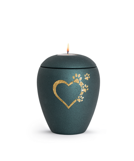 Keramikurne Edition Verona Sparkling Star und 4 Pfoten mit Gedenklichteinsatz