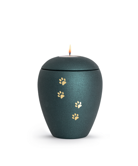 Keramikurne Edition Verona Sparkling Star und 4 Pfoten mit Gedenklichteinsatz