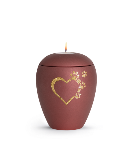 Keramikurne Edition Verona Sparkling Star und 4 Pfoten mit Gedenklichteinsatz