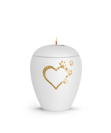 Keramikurne Edition Verona Sparkling Star und 4 Pfoten mit Gedenklichteinsatz