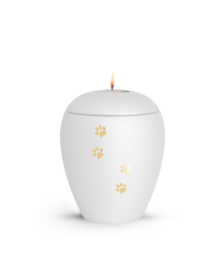 Keramikurne Edition Verona Sparkling Star und 4 Pfoten mit Gedenklichteinsatz