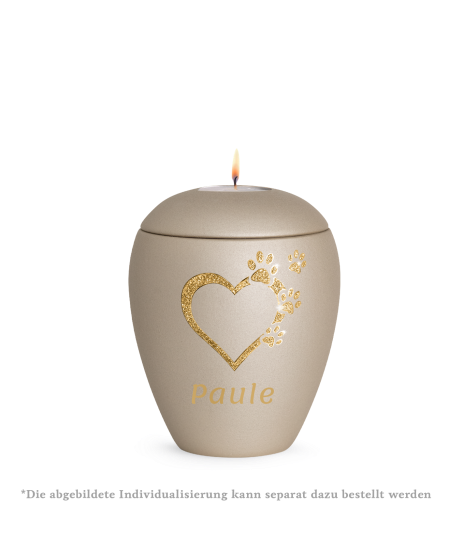 Keramikurne Edition Verona Sparkling Star und 4 Pfoten mit Gedenklichteinsatz