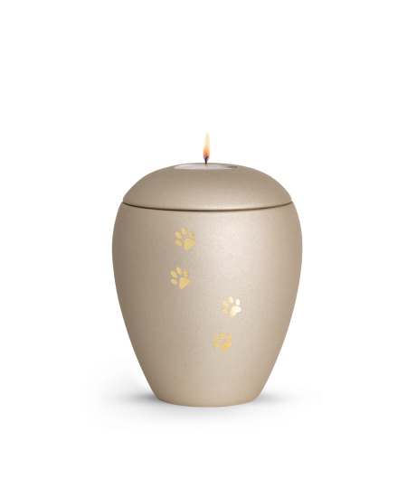 Keramikurne Edition Verona Sparkling Star und 4 Pfoten mit Gedenklichteinsatz