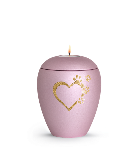 Keramikurne Edition Verona Sparkling Star und 4 Pfoten mit Gedenklichteinsatz