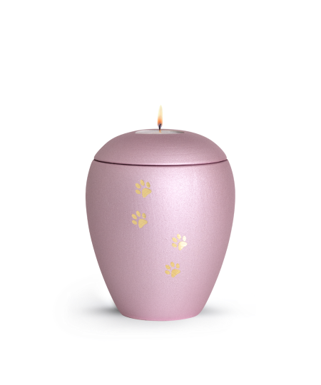 Keramikurne Edition Verona Sparkling Star und 4 Pfoten mit Gedenklichteinsatz