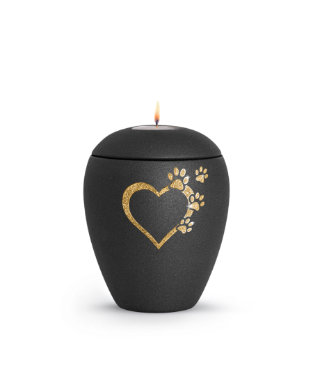 Keramikurne Edition Verona Sparkling Star und 4 Pfoten mit Gedenklichteinsatz