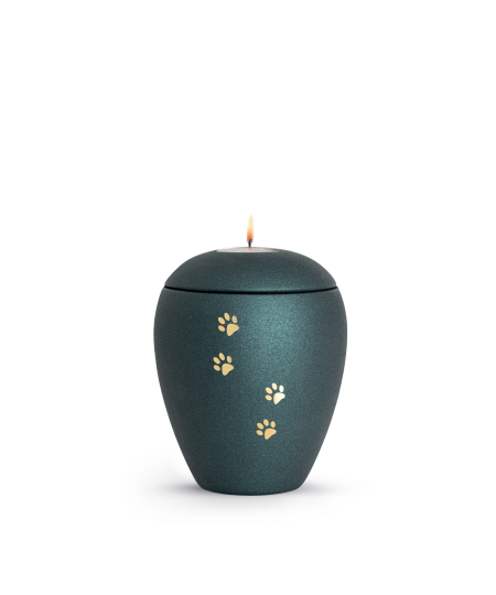Keramikurne Edition Verona Sparkling Star und 4 Pfoten mit Gedenklichteinsatz