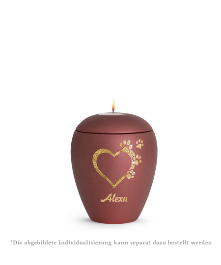 Keramikurne Edition Verona Sparkling Star und 4 Pfoten mit Gedenklichteinsatz