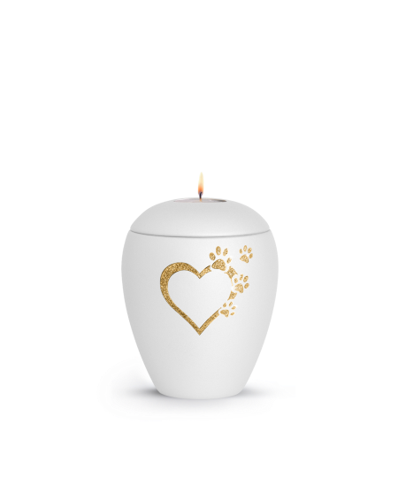 Keramikurne Edition Verona Sparkling Star und 4 Pfoten mit Gedenklichteinsatz