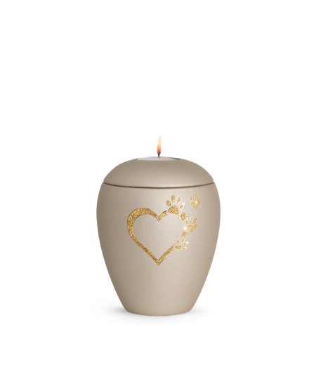 Keramikurne Edition Verona Sparkling Star und 4 Pfoten mit Gedenklichteinsatz