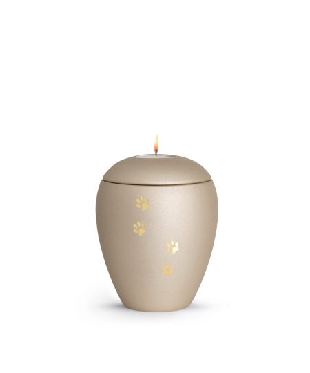 Keramikurne Edition Verona Sparkling Star und 4 Pfoten mit Gedenklichteinsatz