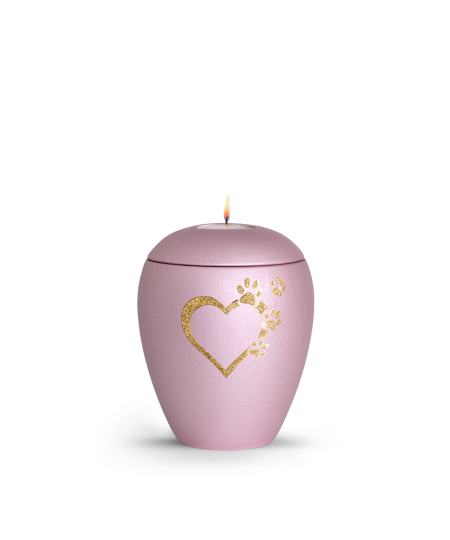 Keramikurne Edition Verona Sparkling Star und 4 Pfoten mit Gedenklichteinsatz