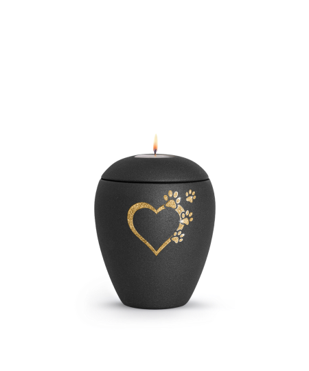 Keramikurne Edition Verona Sparkling Star und 4 Pfoten mit Gedenklichteinsatz