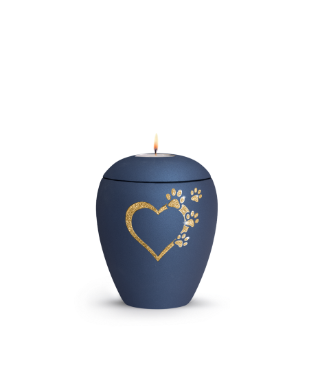 Keramikurne Edition Verona Sparkling Star und 4 Pfoten mit Gedenklichteinsatz