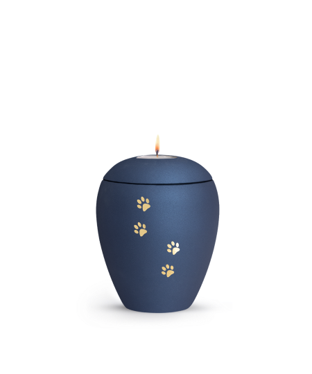 Keramikurne Edition Verona Sparkling Star und 4 Pfoten mit Gedenklichteinsatz