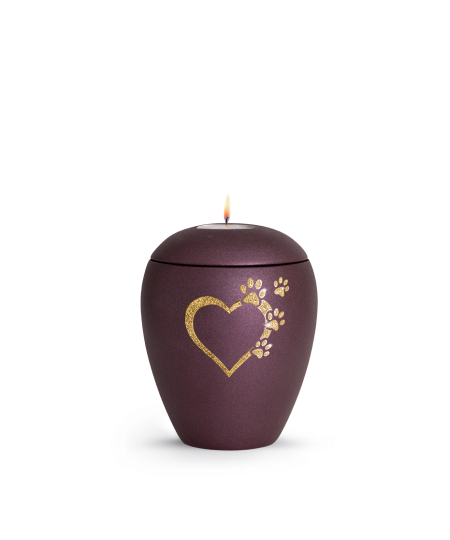 Keramikurne Edition Verona Sparkling Star und 4 Pfoten mit Gedenklichteinsatz
