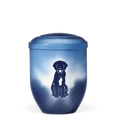 Metall, Urne von Hand bemalt, Hund
