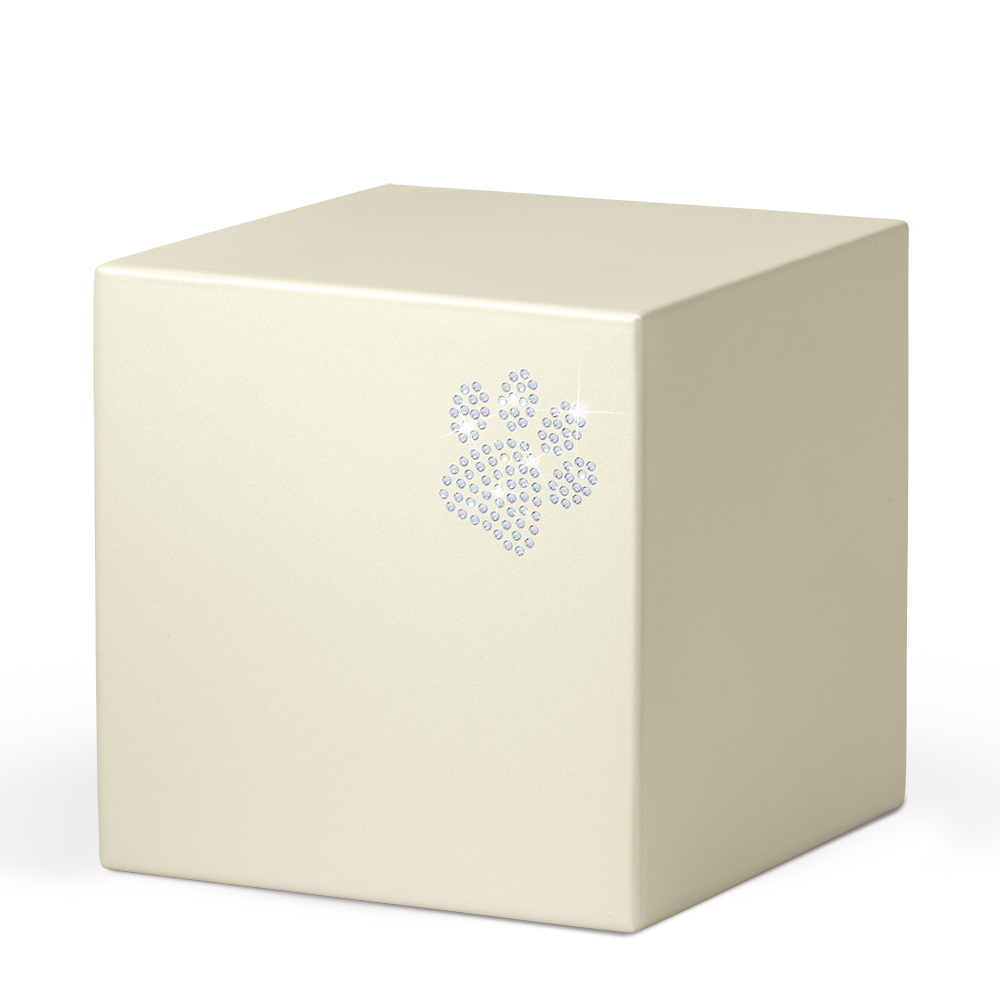 Metallurne Würfel Pfote aus Kristallsteinen